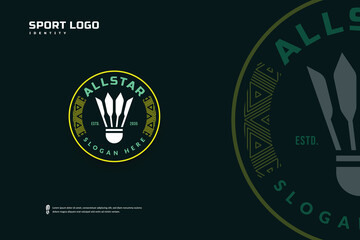 Fototapeta na wymiar Badminton club logo, Badminton tournament emblems template. Sport team badge vector design