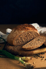 rye bread on a wooden board