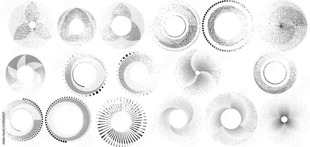 Poster grunge lines in circle form . spiral vector illustration .textured round logo . design element . abs