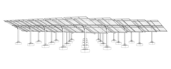 Solar Panel Field. Vector
