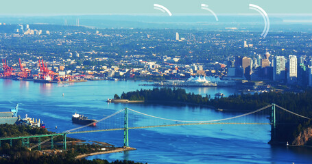 Composition of data processing over cityscape