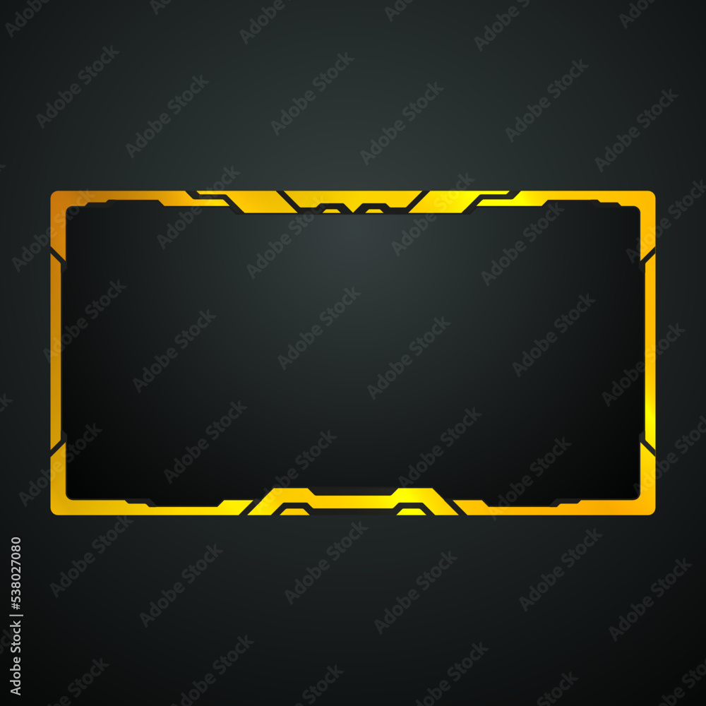 Poster golden stream overlay game interface border frame for gaming and live video streaming