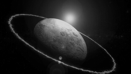 dwarf planet haumea in deep space 3d illustration