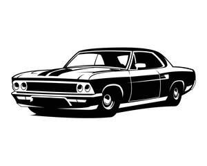 retro vintage muscle car vector drawing