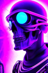  Skull avatar illustration in cyberpunk style