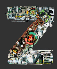 The Letter  Z  made up from old electronic parts