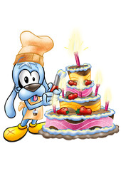 Chien cartoon pâtissier