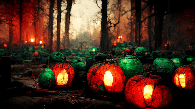 ﻿Halloween spooky Horror Nights, Pumpkin Jack O' Lantern background October 31