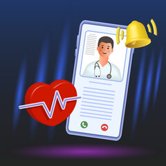 The concept of an online doctor's consultation. Healthcare, medicine, diagnostics.
 3d vector illustration.