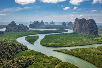 Aerial view of Phang Nga bay, Thailand