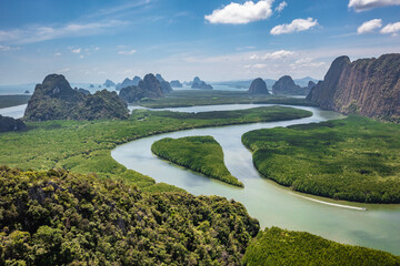Aerial view of Phang Nga bay, Thailand