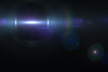 Natural, lens flare on the black background
