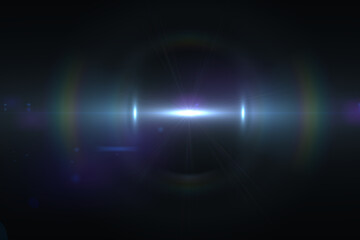 Natural, lens flare on the black background