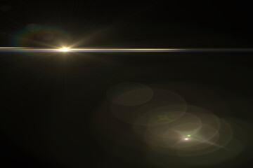 Natural, lens flare on the black background