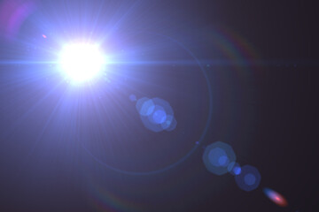 Natural, lens flare on the black background