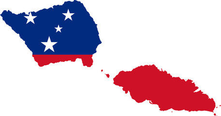 Fototapeta premium Samoa Map Flag.Samoan Border Boundary Country Shape Nation National Outline Atlas Flag Sign Symbol Banner. Western Samoa Transparent PNG Flattened JPG Flat JPEG