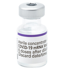 新型コロナウイルスワクチンのバイアル瓶のイメージ（背景透過切り抜き合成用png素材）