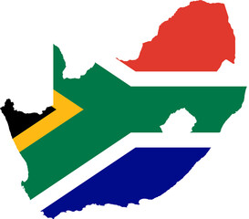 South Africa Map Flag. South African Border Boundary Country Shape Nation National Outline Atlas Flag Sign Symbol Banner. Republic of South Africa Transparent PNG Flattened JPG Flat JPEG