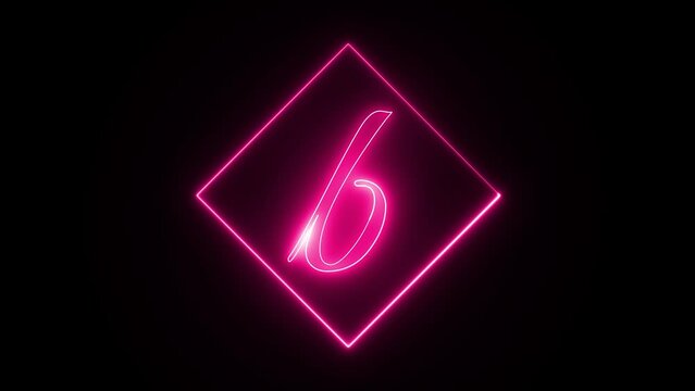 Neon effect on letter b with a squire stroke shape, neon color shape, neon on squire shape 4k animation video