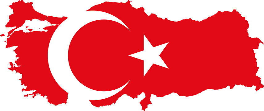 Turkey Map Flag. Turkish Border Boundary Country Shape Nation National Outline Atlas Flag Sign Symbol Banner. Türkiye Transparent PNG. Turk Flattened JPG Flat JPEG