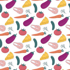 seamless pattern with doodle food