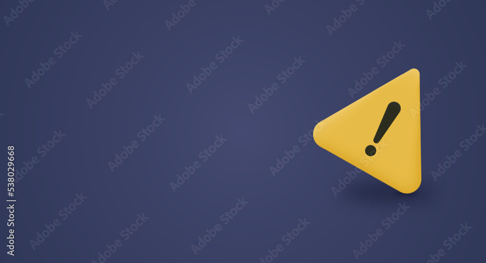 Poster warning message concept represented by exclamation mark icon. exclamation 3d realistic symbol in tri