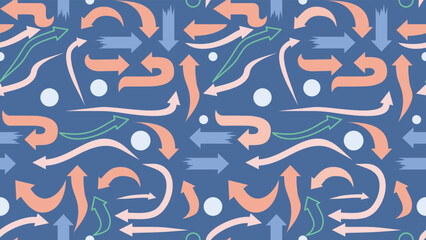 seamless pattern wavy arrow icon on blue color background vector illustration EPS10