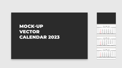 Mock-up vector calendar for 2023 years by rabbit. Calendar with dates and months april, may and june.