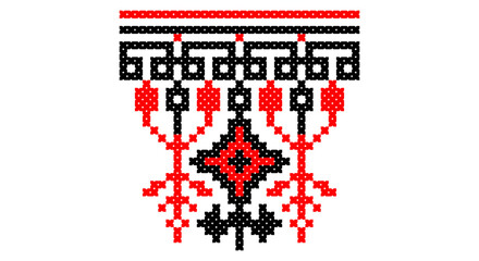 Embroidered good like old handmade cross-stitch ethnic Ukraine pattern. Ukrainian towel ornament, rushnyk called, vector.