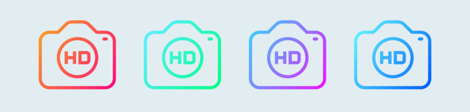 Hd resolution line icon in gradient colors. High definition signs vector illustration.