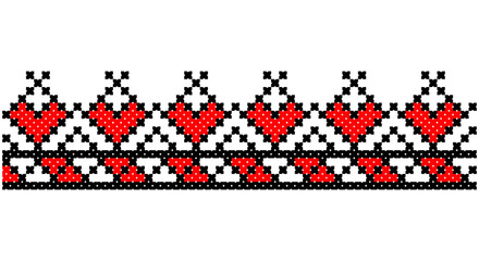 Embroidered good like old handmade cross-stitch ethnic Ukraine pattern. Ukrainian towel ornament, rushnyk called, vector.