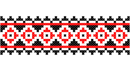 Embroidered good like old handmade cross-stitch ethnic Ukraine pattern. Ukrainian towel ornament, rushnyk called, vector.