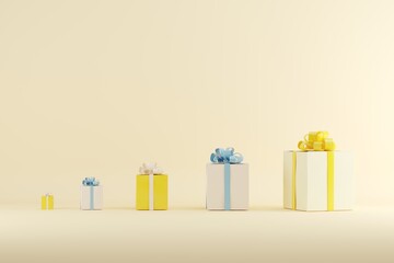 christmas gift box different size. 3d render