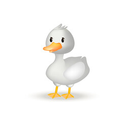Vector goose. Cute goose, duck, 3d cartoon character.  Kawaii bird. Suitable for baby products, children's books, goods.