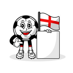 Mascot cartoon football england flag with banner