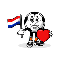 Mascot cartoon football love netherlands flag design