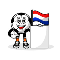 Mascot cartoon football netherlands flag with banner