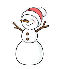 ニット帽をかぶる三段重ねの雪だるま