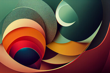 Colorful abstract panorama wallpaper background with round shapes and forms
