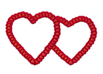 United hearts.  Two hearts of red chrysanthemum flowers joined together, isolated on a transparent background. the concept of devotion, love, congratulations. Two loving hearts together forever