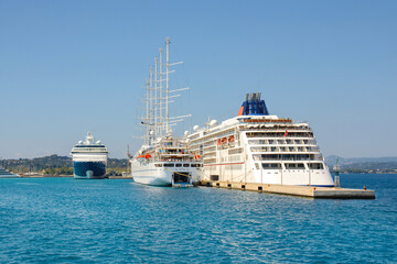 Cruise ships in the seaport of the city of Kerkyra. Corfu. Greece
