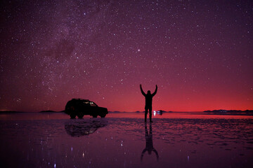 Night sky with stars at uyuni salt flats, bolivia. 