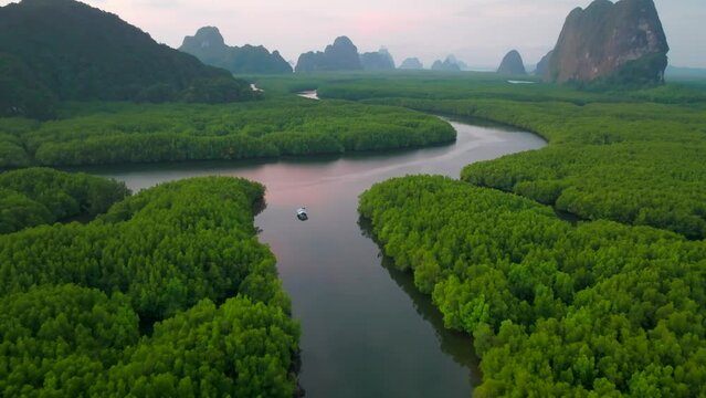 Aerial view of Phang Nga bay, Thailand