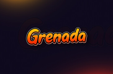 Country Name Grenada Written on Dark Background: Design Illustration in Creative Hand drawn style with Yellow and Orange Gradient. Used for welcoming, touring, or independence day celebration