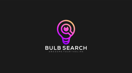 Vector light and magnifying logo combination. Light bulb Search design