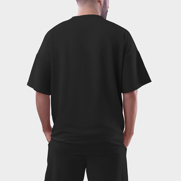 Mockup of an black oversized men's t-shirt for design, print, pattern.