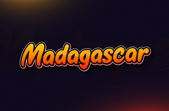 Country Name Madagascar Typography on Dark Background: Design Illustration in Creative Hand drawn style with Yellow and Orange Gradient. Used for welcoming, touring, or independence day celebration - Powered by Adobe