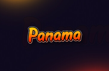 Country Name Panama Typography on Dark Background: Design Illustration in Creative Hand drawn style with Yellow and Orange Gradient. Used for welcoming, touring, or independence day celebration