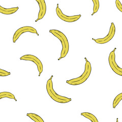 Bananas on a white background. Seamless pattern with bananas.