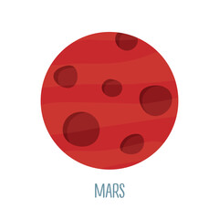 Fototapeta premium The planet Mars on a white background. Vector illustration in cartoon style for children. Icon of planet